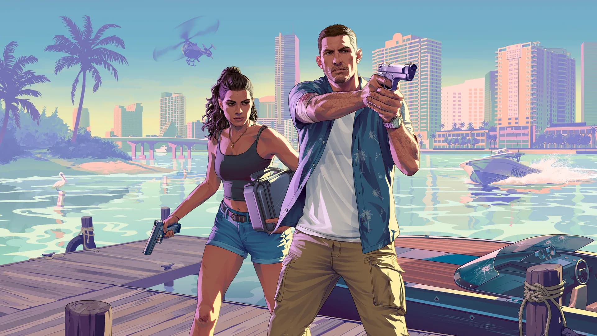 Jason and Lucia in official Grand Theft Auto VI artwork